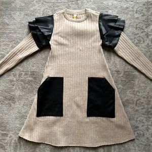 Stylish Tan and Black Kids Dress